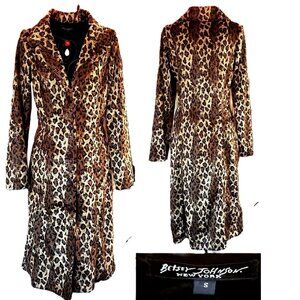 Vintage Betsey Johnson New York Leopard Velvet Snake Overlay Dress Coat Jacket S